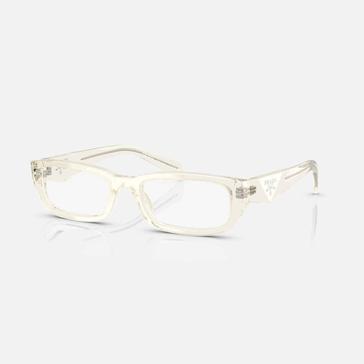 Rame ochelari de vedere Prada PR B05V 19X1O1, rectangulari havana, pentru femei, punte simplă, logo-ul brandului pe brațe, brațe late, conice