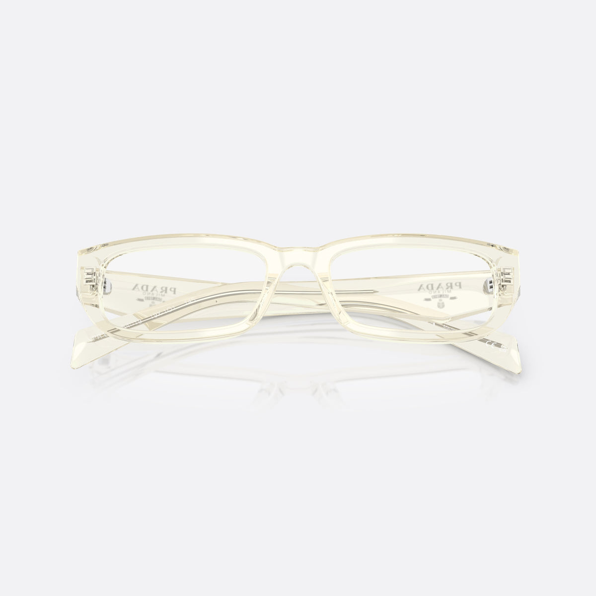 Rame ochelari de vedere Prada PR B05V 19X1O1, rectangulari havana, pentru femei, punte simplă, logo-ul brandului pe brațe, brațe late, conice, cu brațele pliate