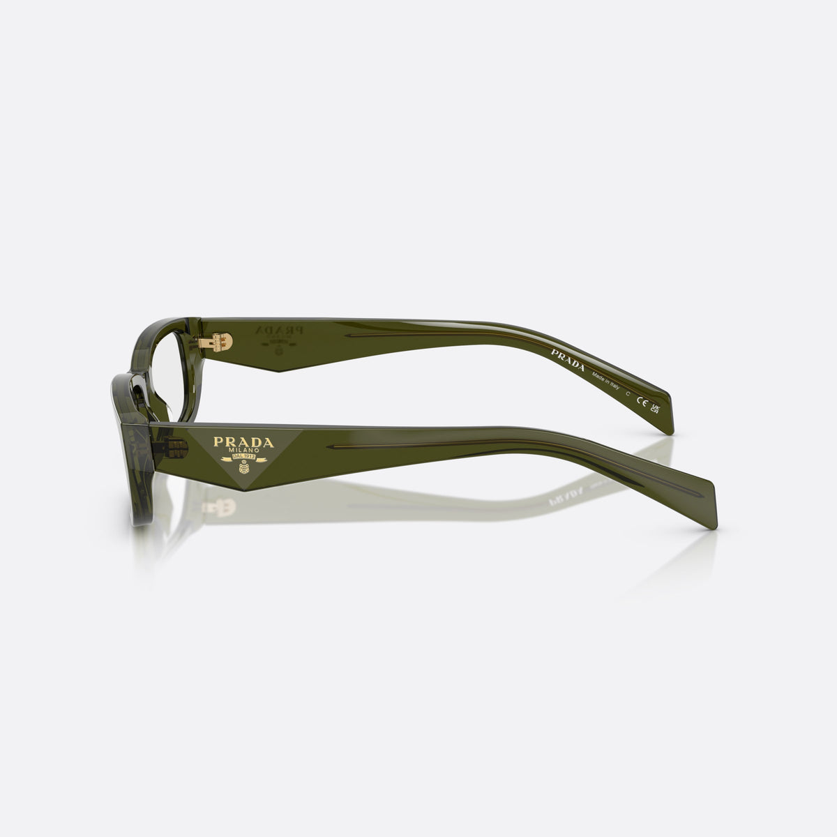 Rame ochelari de vedere Prada PR B05V 19Z1O1, visor verde, pentru femei, punte simplă, logo brand pe braț, brațe late înguste, vedere laterală