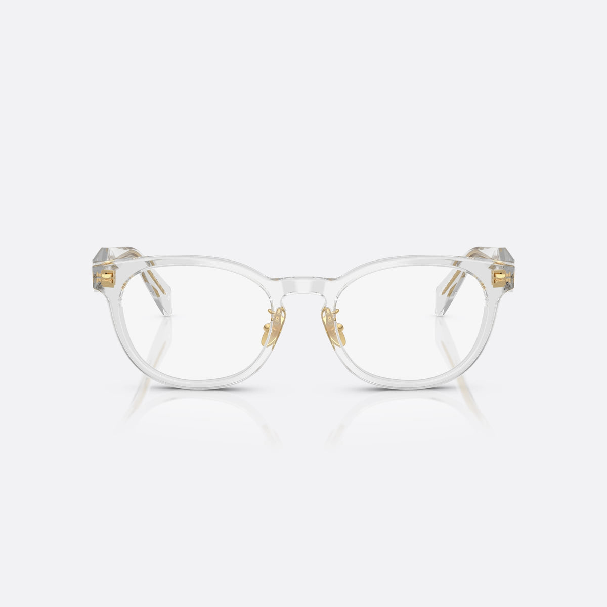 Rame ochelari de vedere Prada PR B06VD 12R1O1, visor transparent, pentru femei, punte simplă cu accente aurii, ramă completă, vedere din față