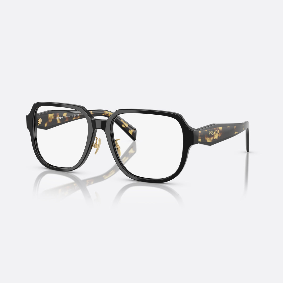Rame ochelari de vedere Prada PR B07VD 3891O1, visor negru, pentru femei, punte dublă simplă, literele brandului pe brațe