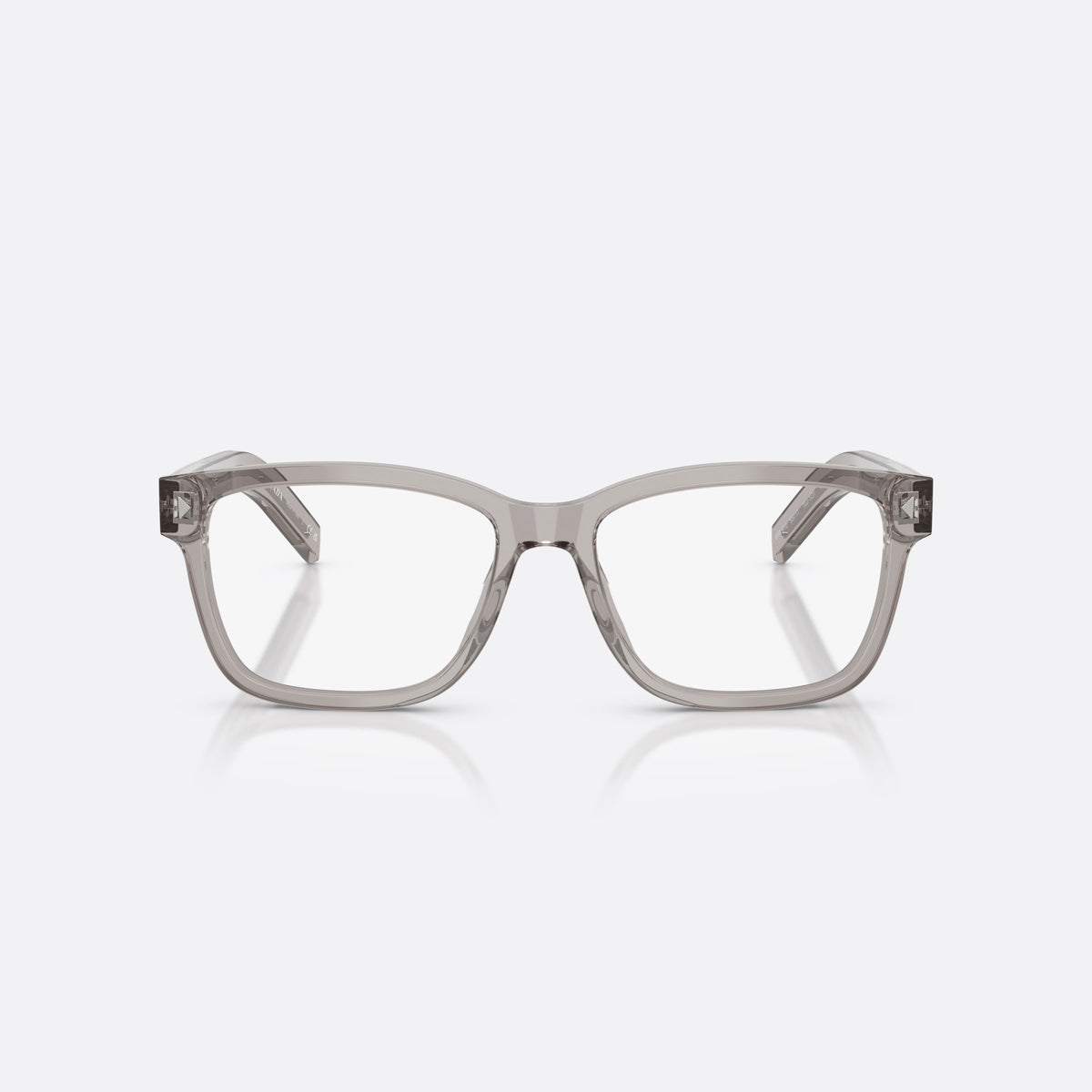 Prada PR B10V 10J1O1 eyeglasses, grey rectangle frame for men, plain bridge, brand lettering on temples, full-rim frame, front view