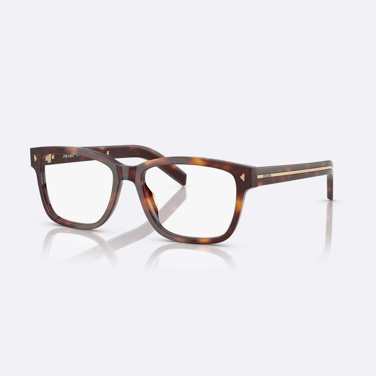 Prada PR B10V 15W1O1 eyeglasses, havana visor frame for men, plain bridge, integrated into frame, full-rim frame