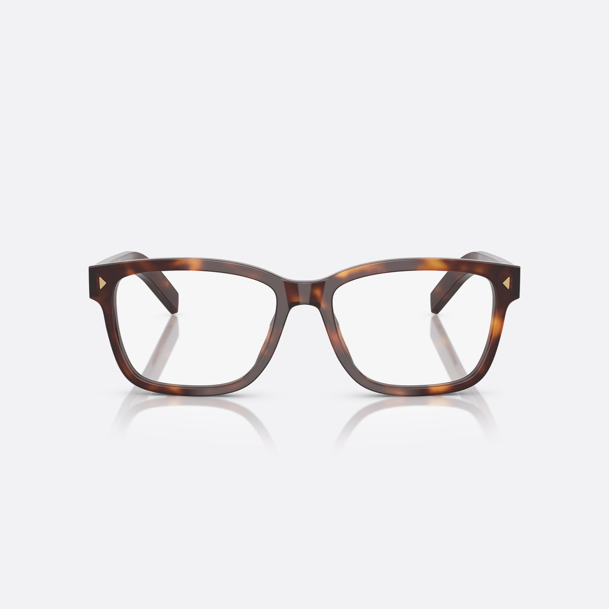 Prada PR B10V 15W1O1 eyeglasses, havana visor frame for men, plain bridge, integrated into frame, full-rim frame, front view