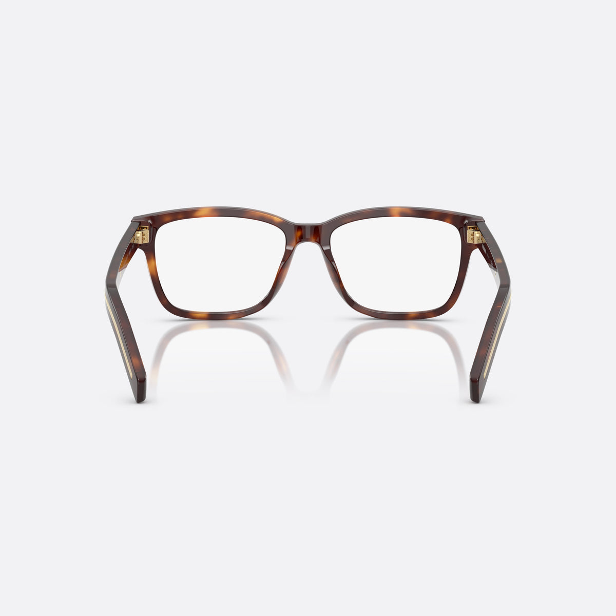 Prada PR B10V 15W1O1 eyeglasses, havana visor frame for men, plain bridge, integrated into frame, full-rim frame, back view