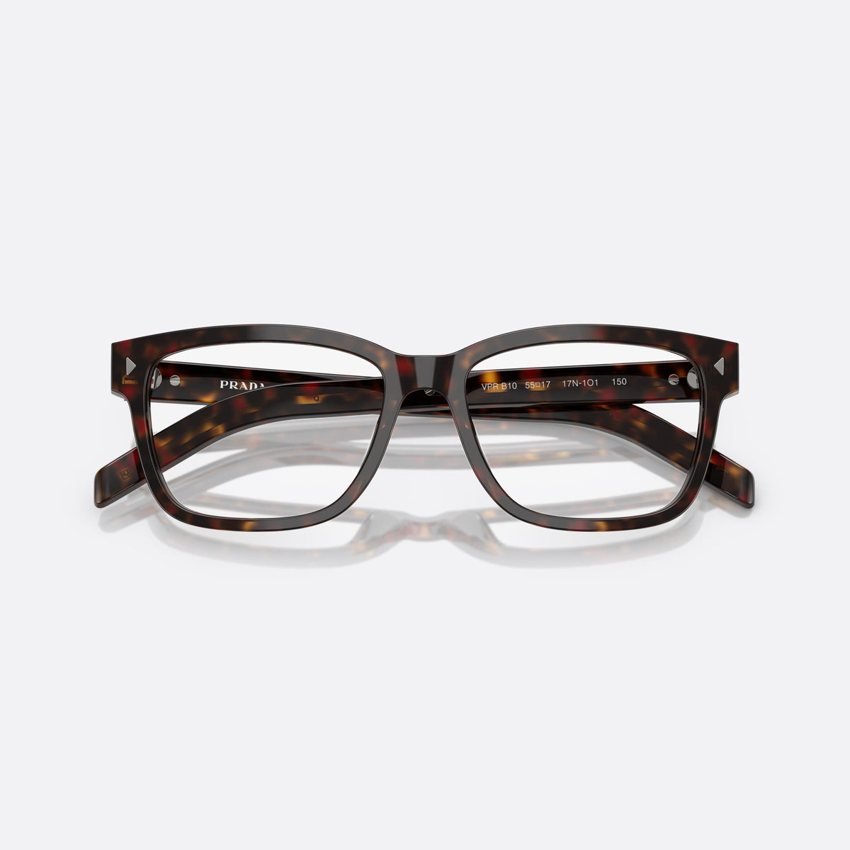Rame ochelari de vedere Prada PR B10V 17N1O1, visor havana, pentru bărbați, punte simplă din acetat, literele brandului pe brațe, cu brațele pliate