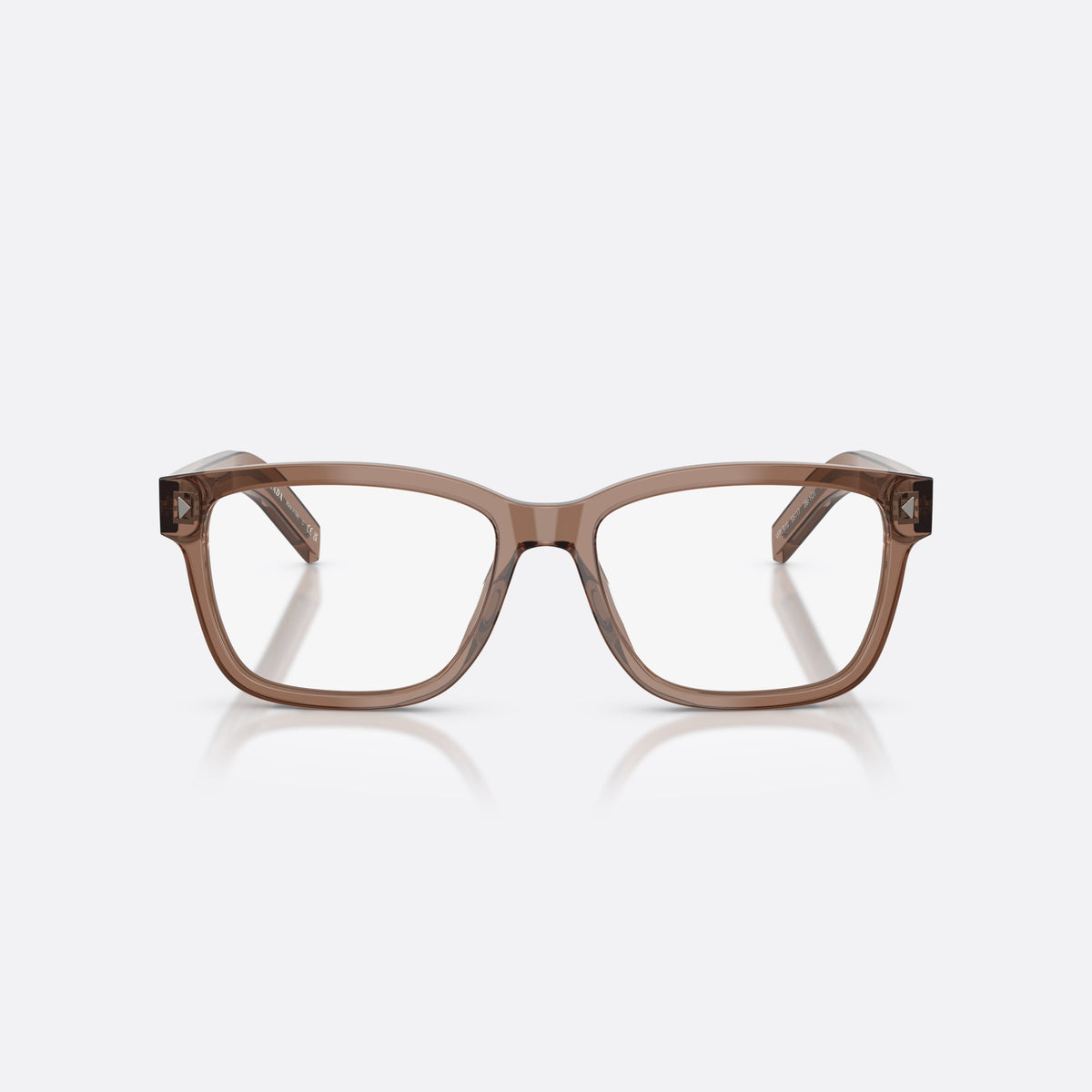 Rame ochelari de vedere Prada PR B10V 28I1O1, rectangulari transparent, pentru bărbați, punte simplă tip șa, literele brandului pe brațe, vedere din față