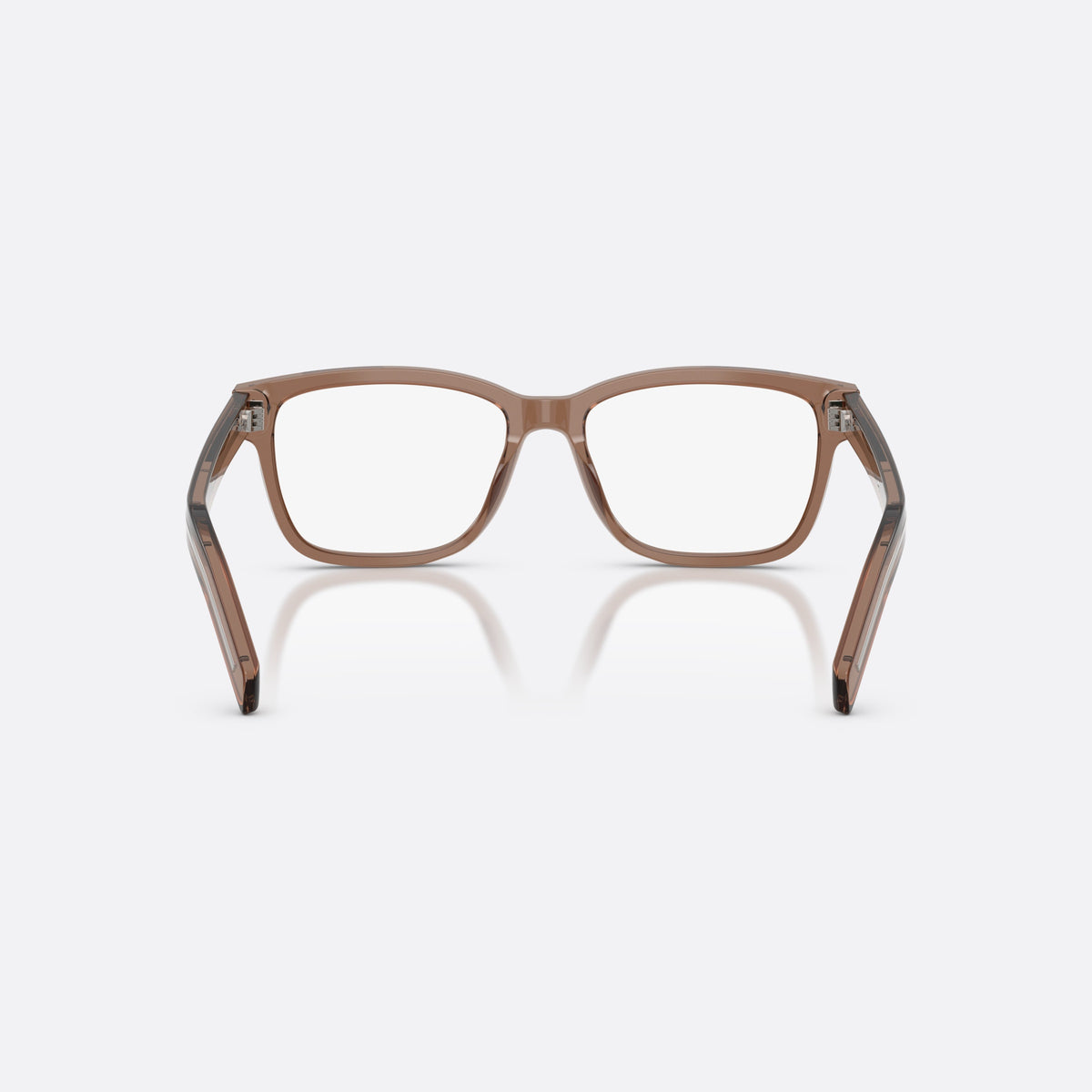 Rame ochelari de vedere Prada PR B10V 28I1O1, rectangulari transparent, pentru bărbați, punte simplă tip șa, literele brandului pe brațe, vedere din spate