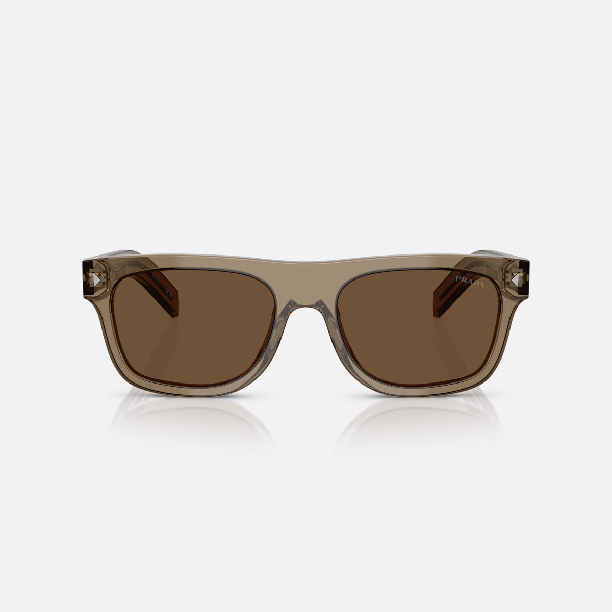 Prada PR B12S 18T70F BWBW sunglasses, brown squared frame for men, plain bridge with narrow top, full-rim frame, front view