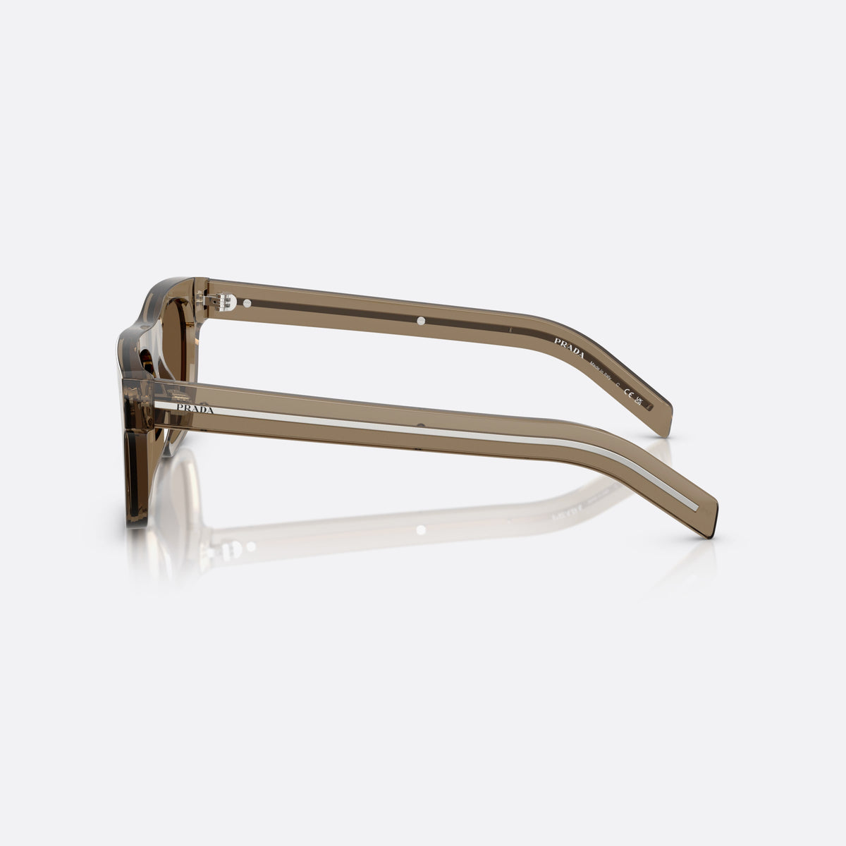 Prada PR B12S 18T70F BWBW sunglasses, brown squared frame for men, plain bridge with narrow top, full-rim frame, side view