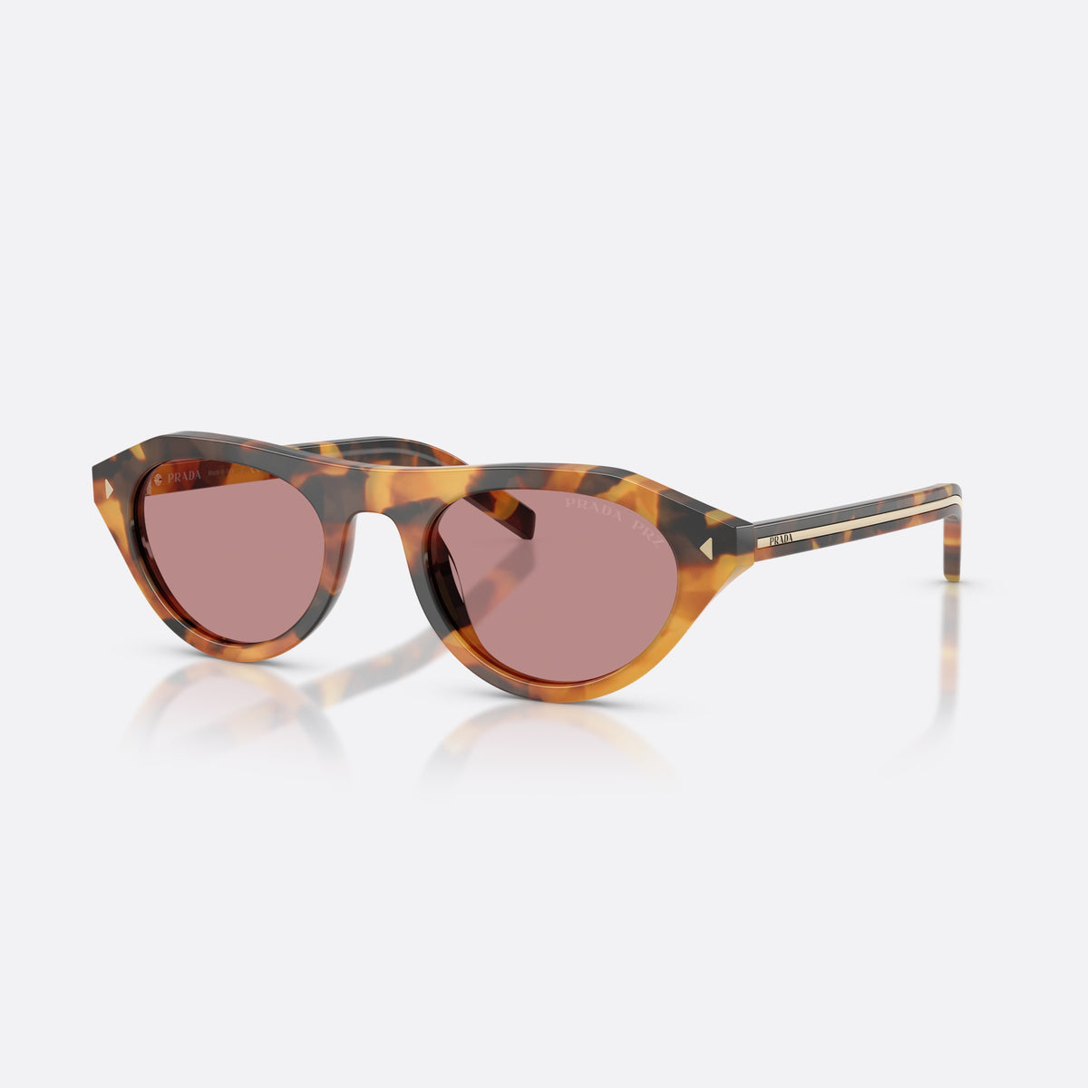 Prada PR B15S 29C05Z sunglasses, havana irregular frame for women, plain bridge, integrated into frame, full-rim frame