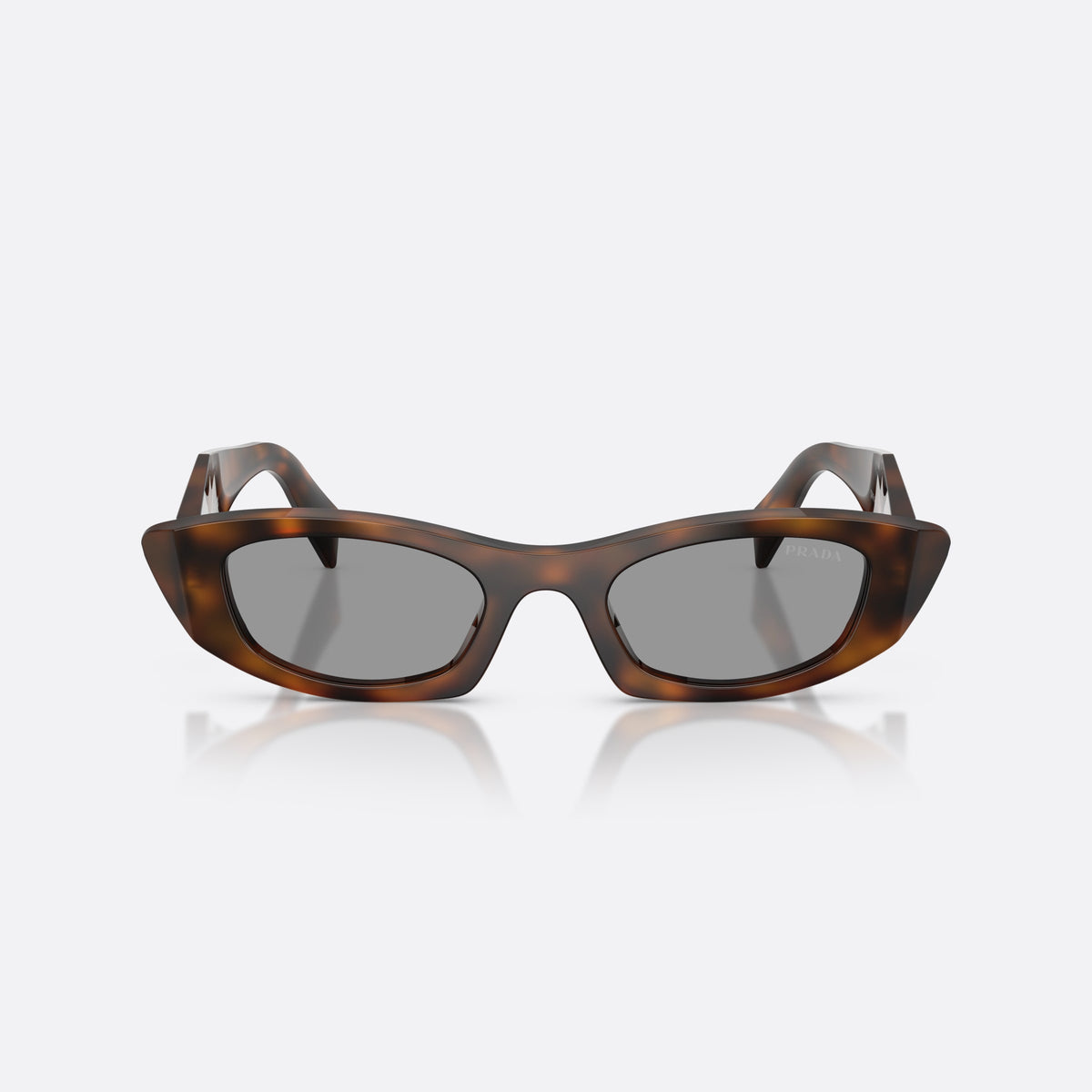 Ochelari de soare Prada PR B16S 20D50Q, ovali havana, pentru femei, punte simplă, literele brandului pe brațe, ramă completă, vedere din față