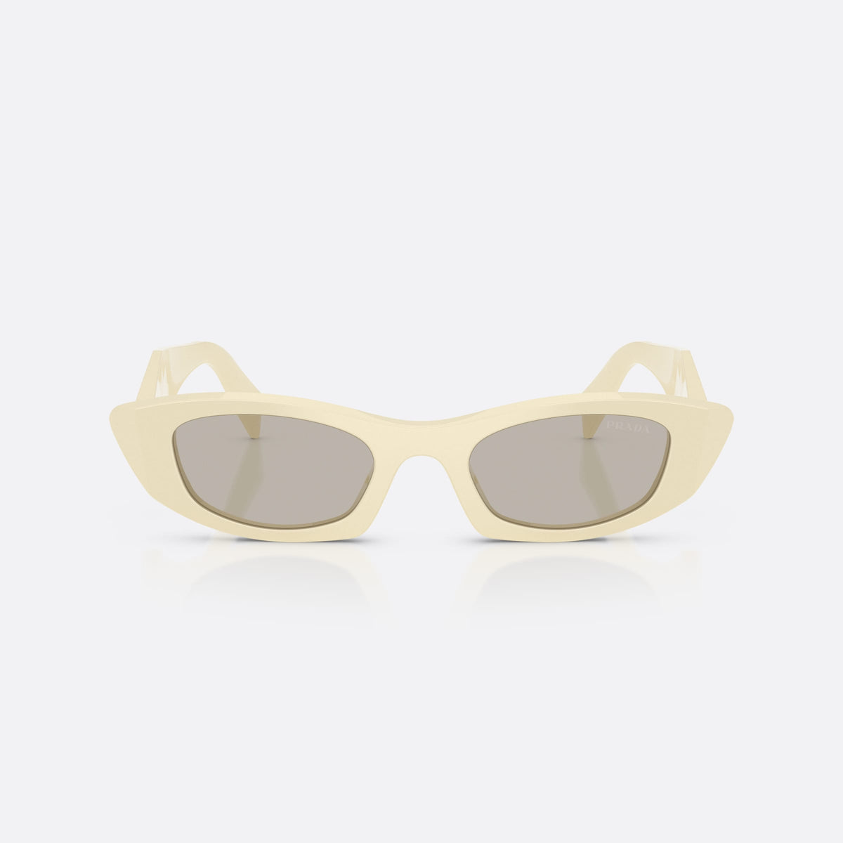 Prada PR B16S 21D5J2 sunglasses, white oval frame for women, plain integrated bridge, brand lettering on temples, front view