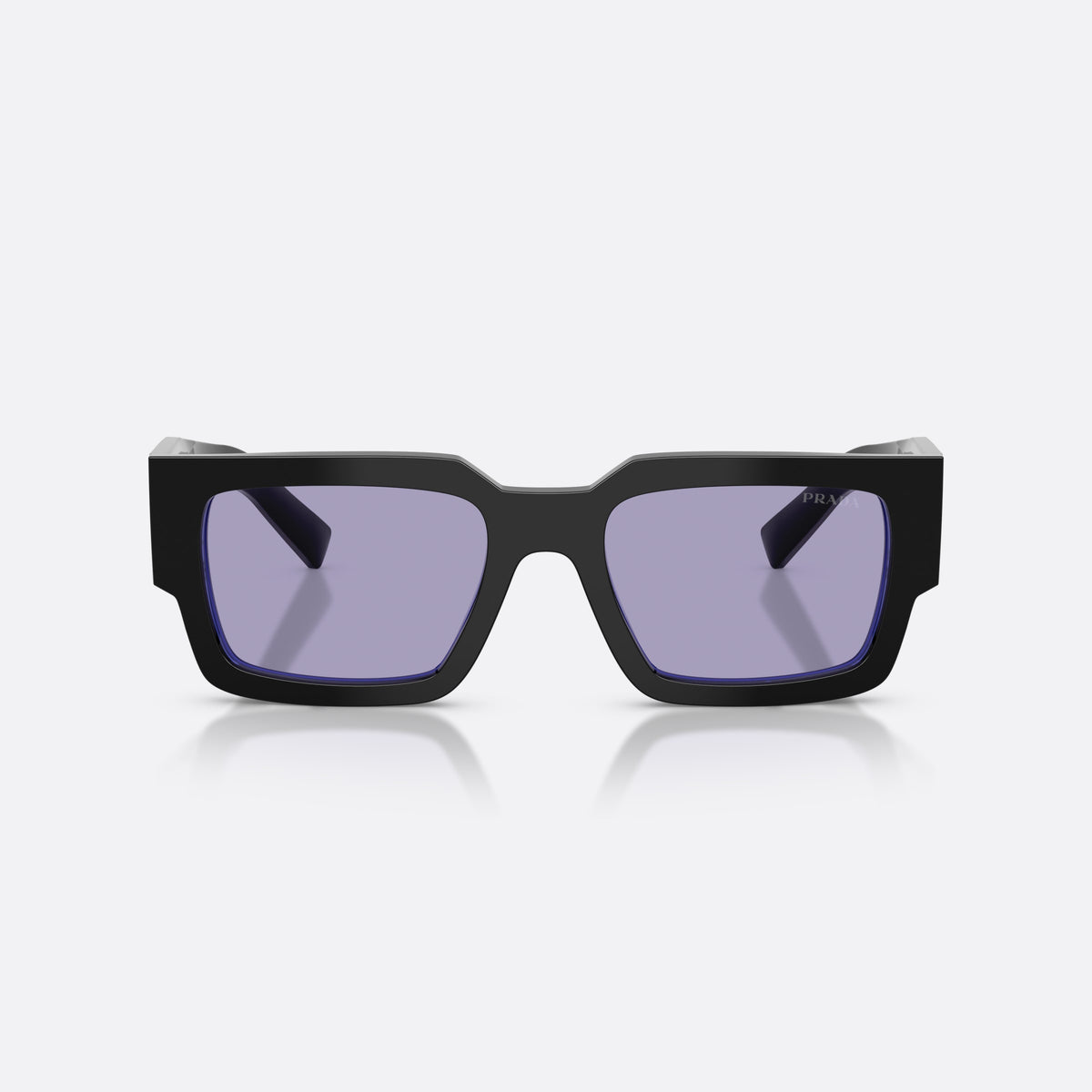 Ochelari de soare Prada PR B17S 16K01O, rectangulari negru, pentru bărbați, punte dublă simplă, litere ale brandului pe față, vedere din față