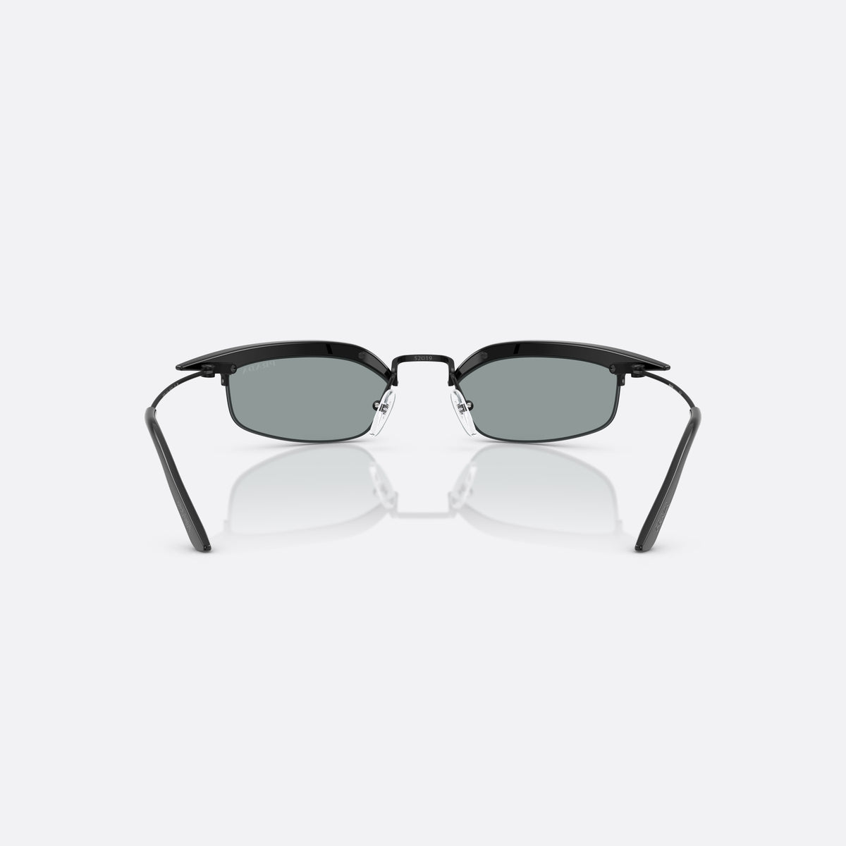 Ochelari de soare Prada PR B50S 1AB3C2, rectangulari negru, pentru femei, punte subțire din metal, literele brandului pe braț, vedere din spate