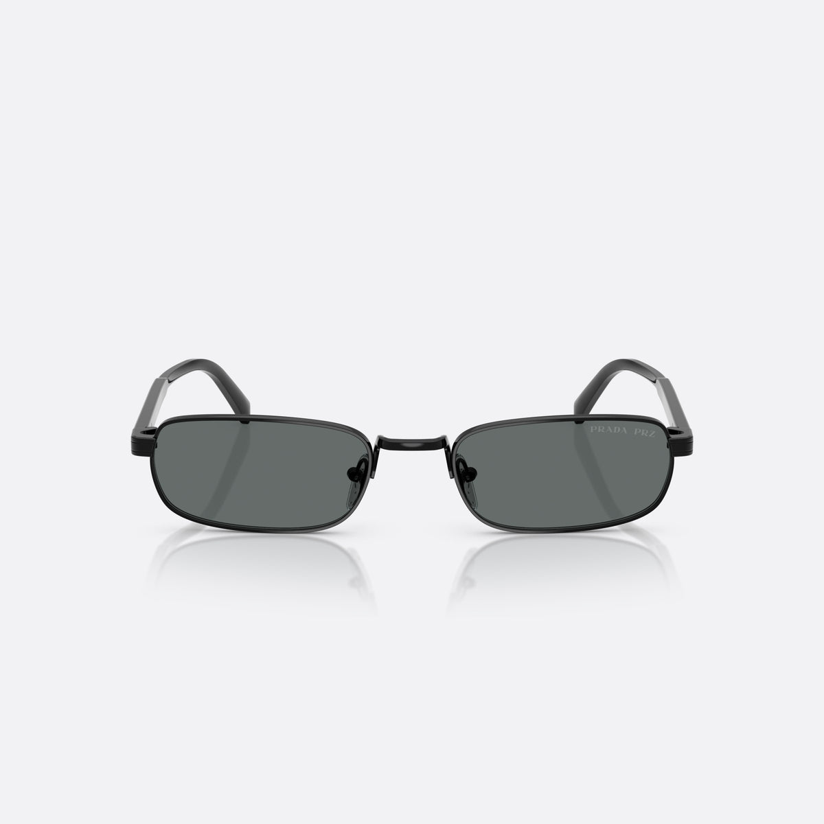 Prada PR B54S 1AB5Z1 sunglasses, black rectangle frame for men, plain metal bridge, brand lettering on temples, front view