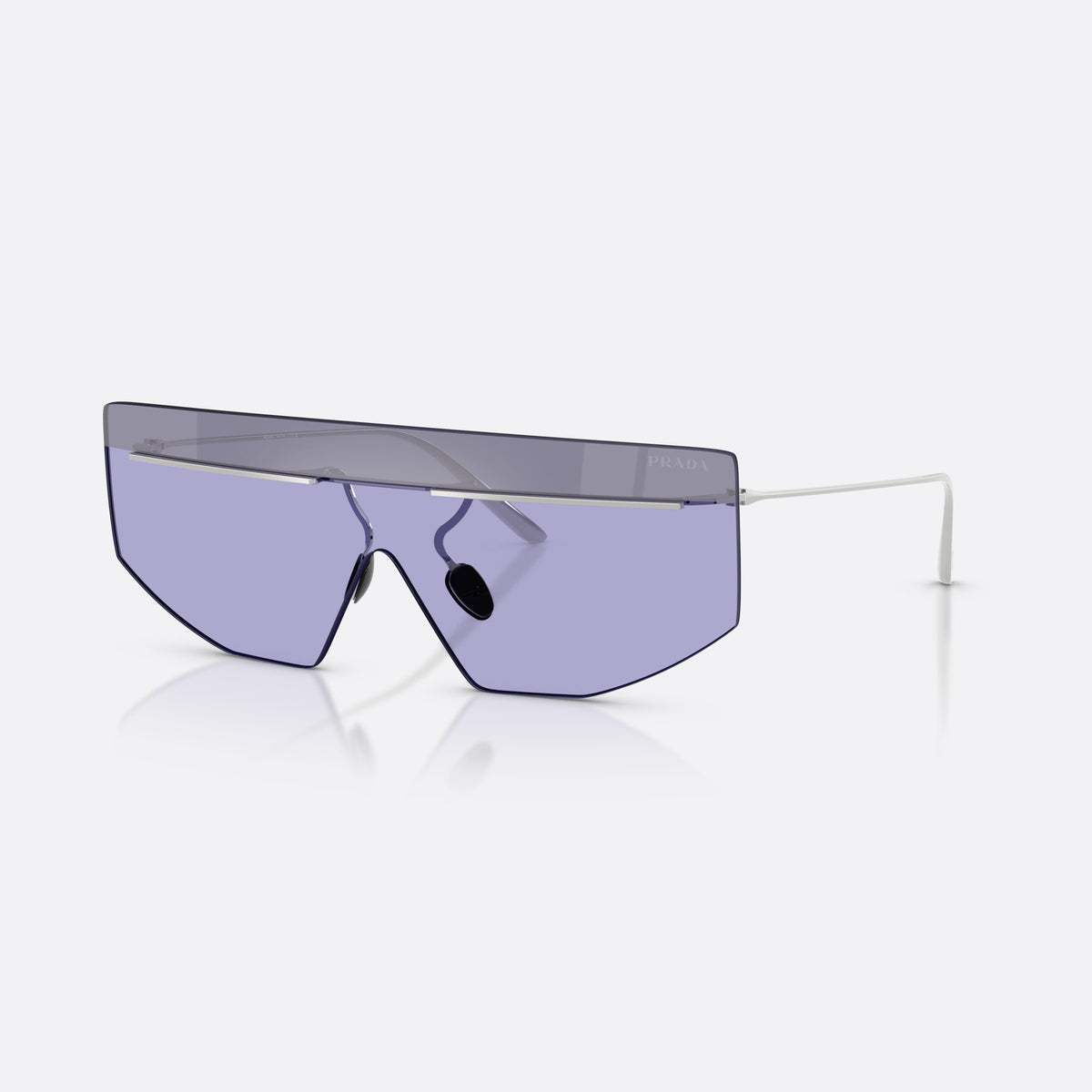 Prada PR B55S 1BC70P sunglasses, silver irregular frame for men, integrated bridge, no nose pads visible