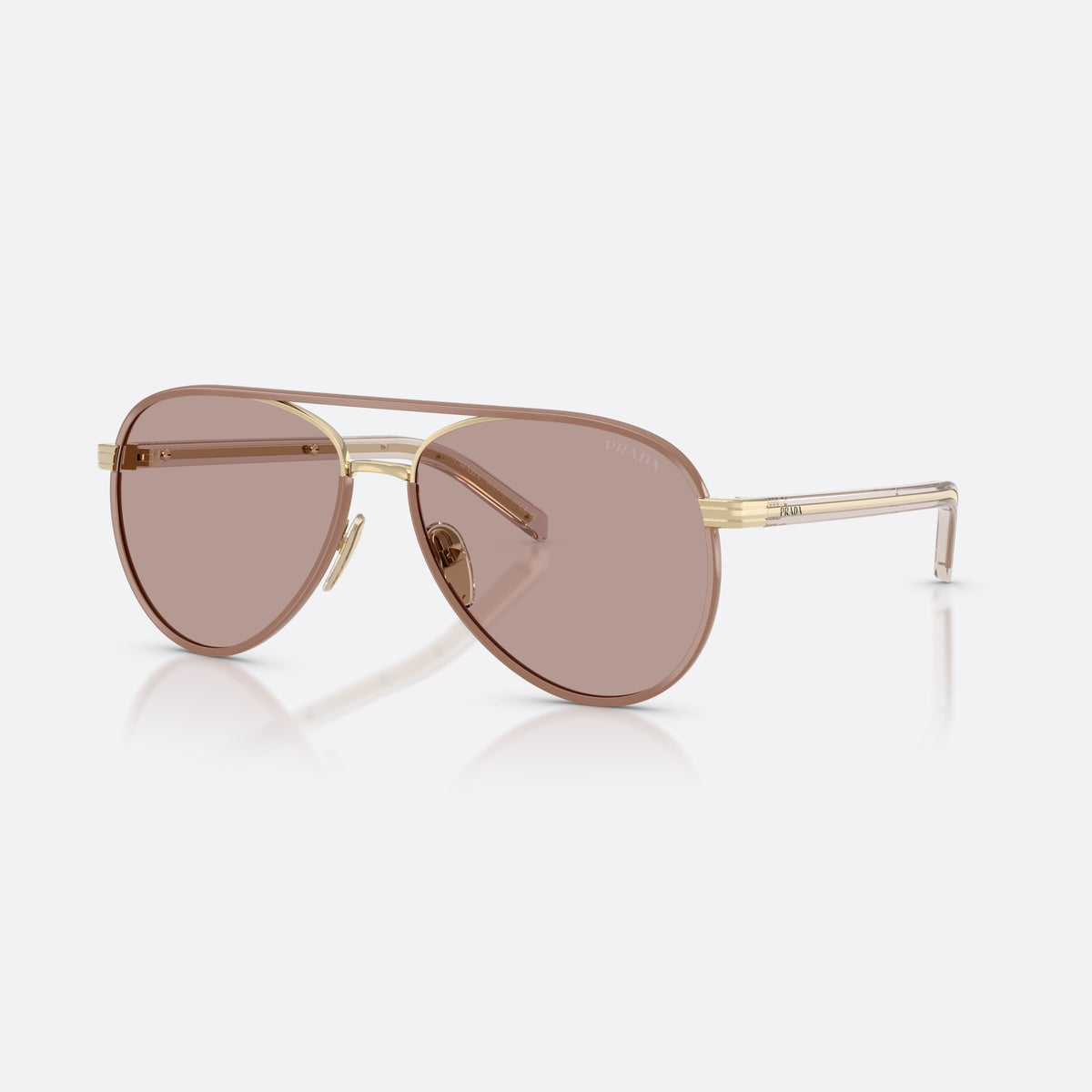 Ochelari de soare Prada PR B57S 24E20I, pilot auriu, pentru femei, punte dublă cu partea superioară metalică, ramă completă