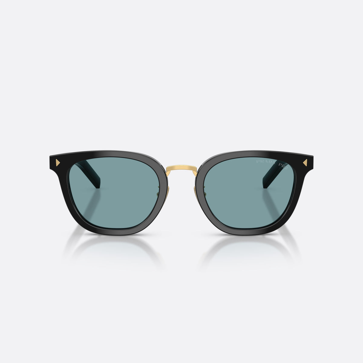 Prada PR C01SD 16K04D sunglasses, black cat eye frame for men, brand lettering on temples, slim flat temples, front view
