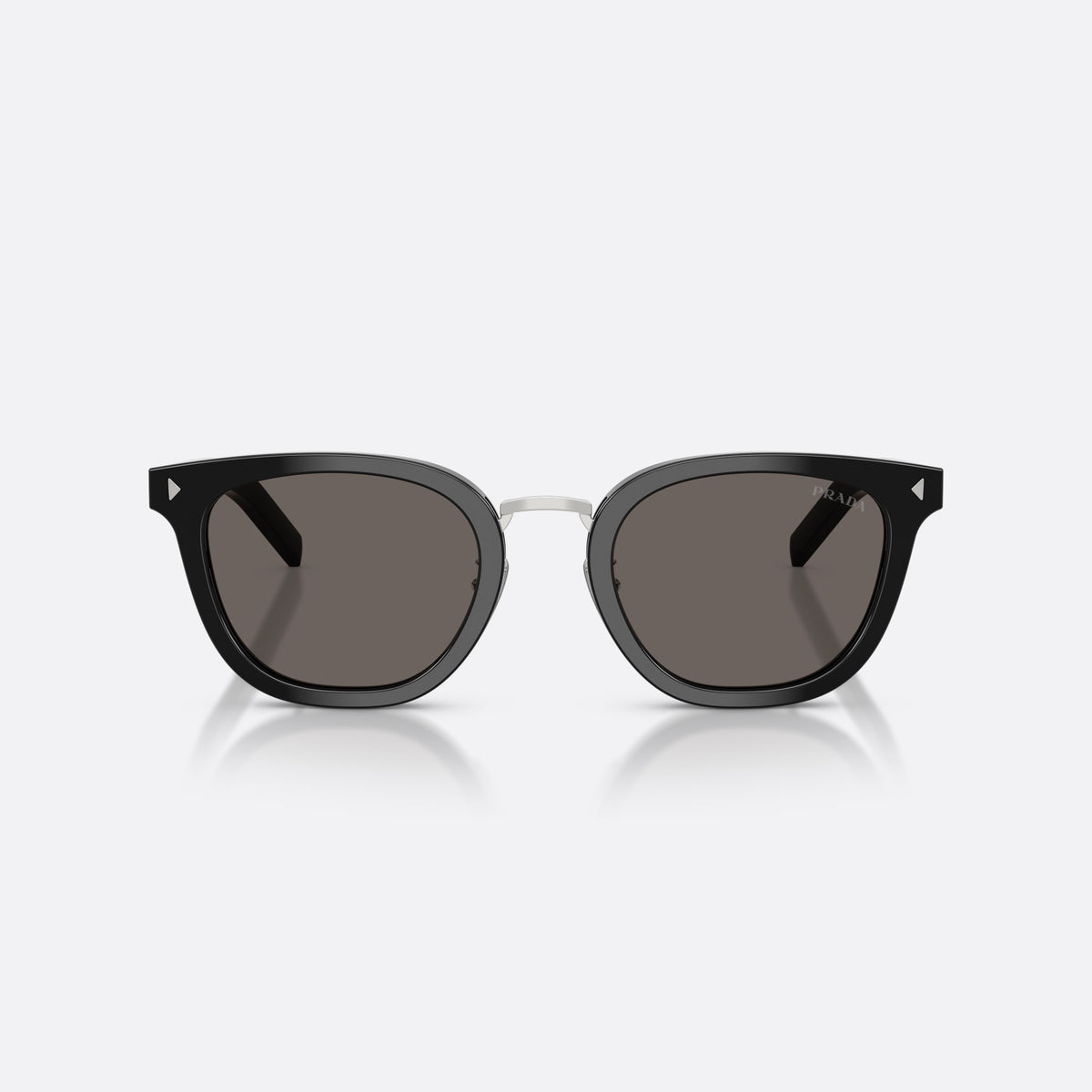 Ochelari de soare Prada PR C01SD 16K731, cat eye negru, pentru bărbați, logo triunghiular al brandului pe față, ramă completă, vedere din față