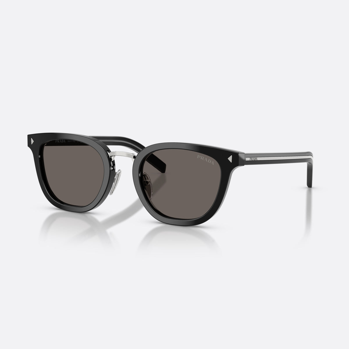 Prada PR C01SD 16K731 sunglasses, black cat eye frame for men, brand lettering on lens rim, full-rim frame