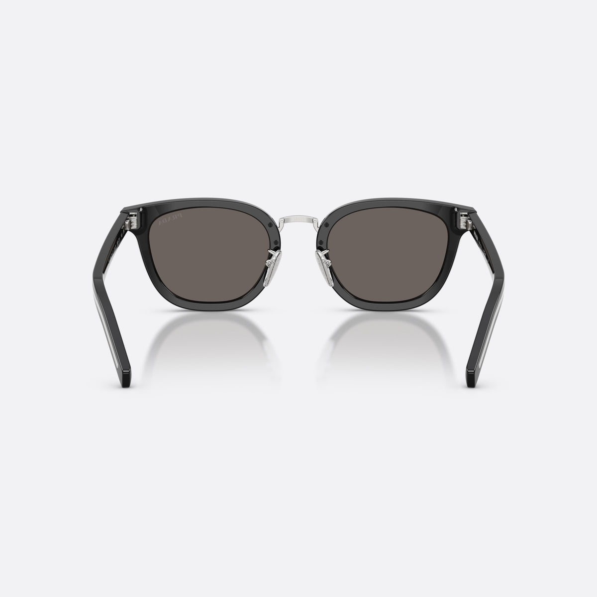 Prada PR C01SD 16K731 sunglasses, black cat eye frame for men, brand lettering on lens rim, full-rim frame, back view
