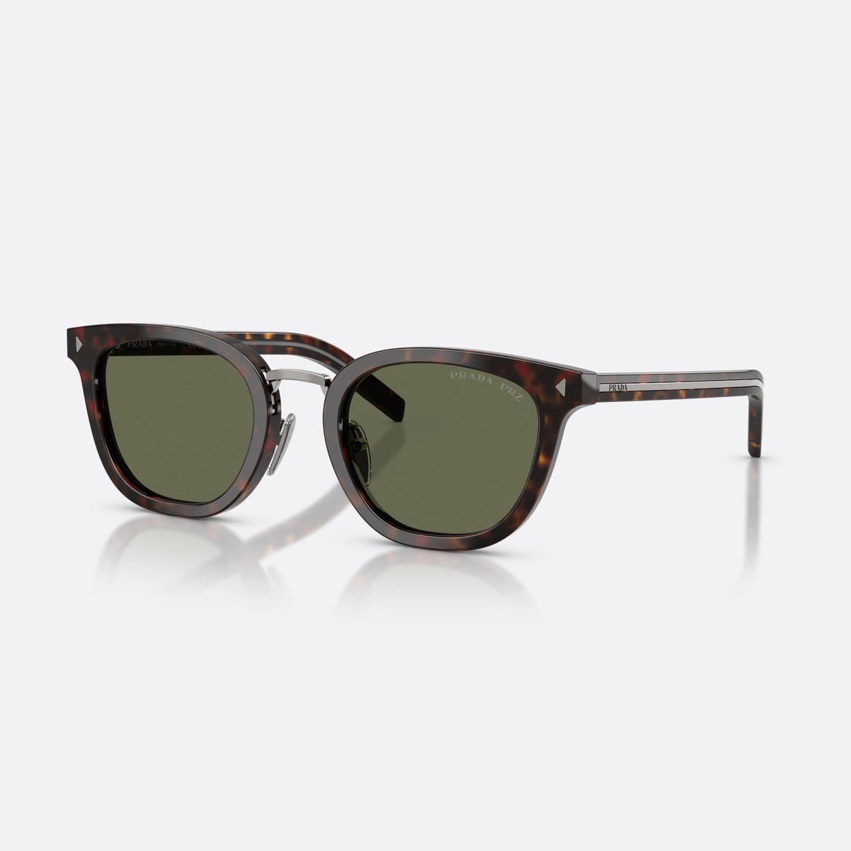 Ochelari de soare Prada PR C01SD 17N03R, cat eye havana, pentru bărbați, logo al brandului pe colțurile rămei