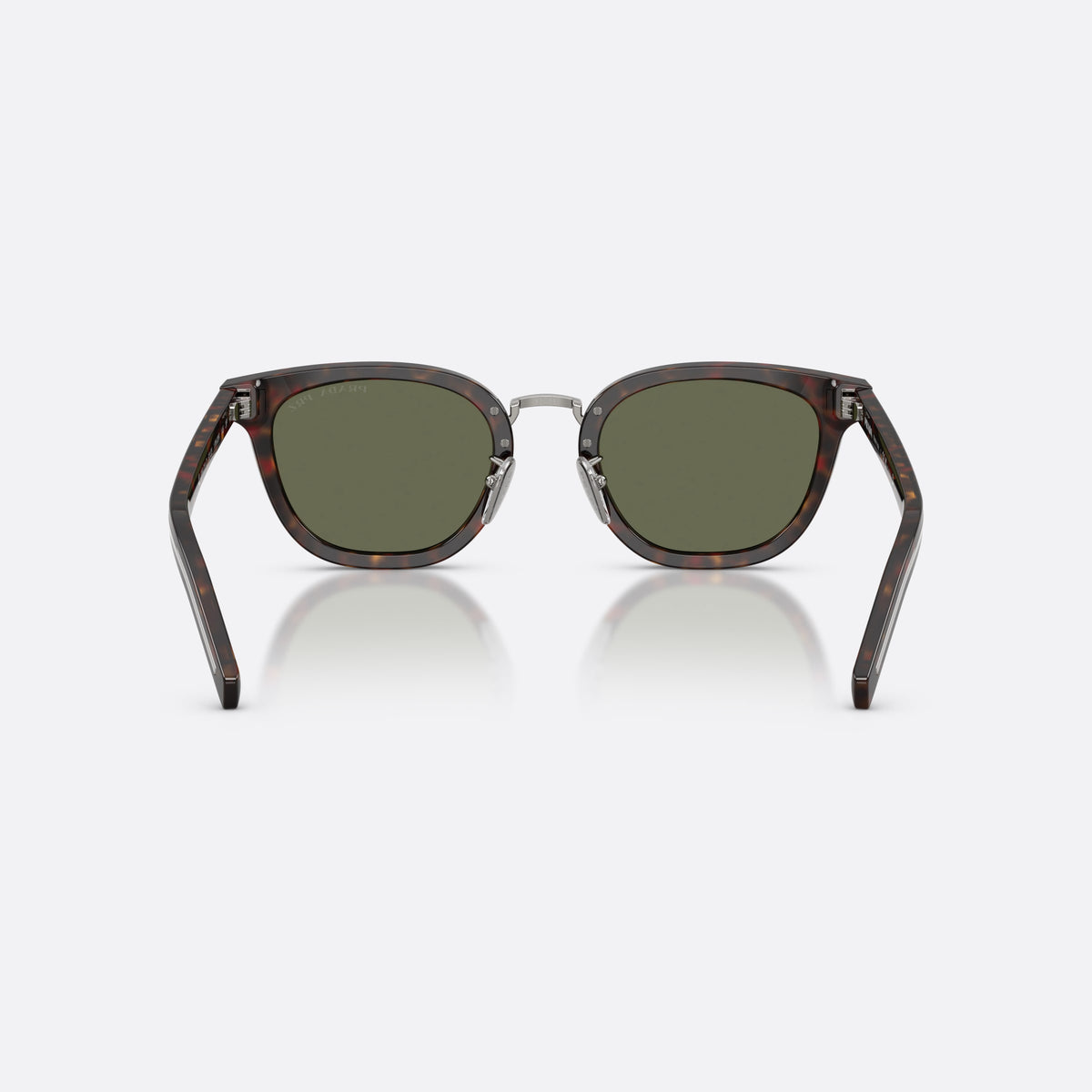 Ochelari de soare Prada PR C01SD 17N03R, cat eye havana, pentru bărbați, logo al brandului pe colțurile rămei, vedere din spate