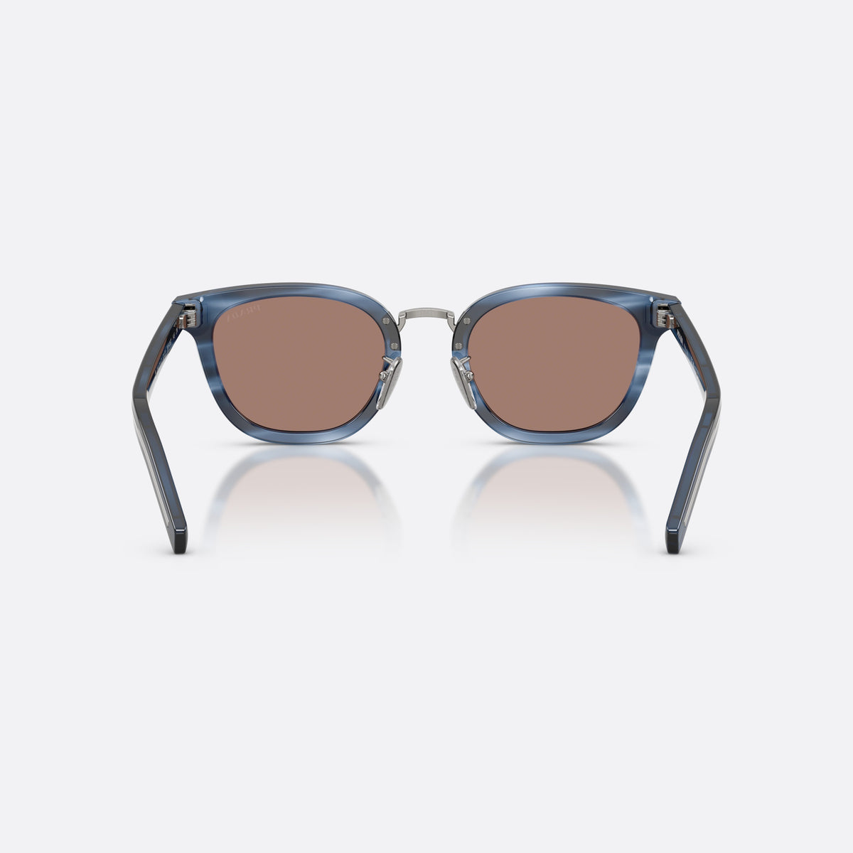 Prada PR C01SD 26F05D sunglasses, blue cat eye frame for men, brand logo on lens, flat temples with slim profile, back view