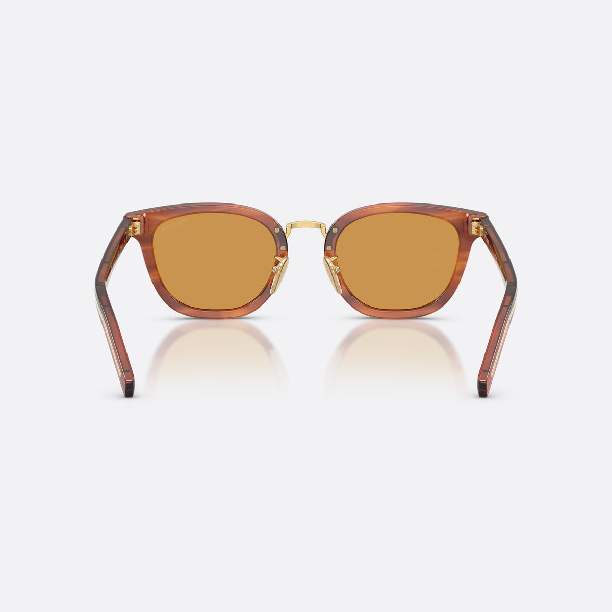 Prada PR C01SD 27F60F sunglasses, brown cat eye frame for men, brand lettering on temples, full-rim frame, back view