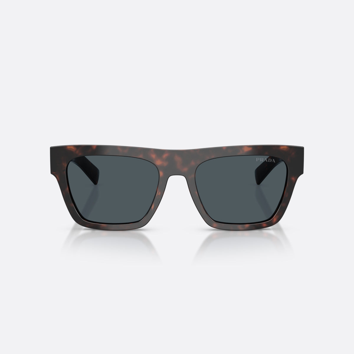 Prada PR C03S 17N70B sunglasses, havana rectangle frame for men, plain bridge, integrated into frame, full-rim thick frame, front view