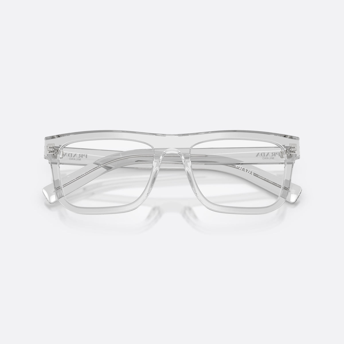 Rame ochelari de vedere Prada PR C03V 17P1O1, pillow gri, pentru bărbați, punte simplă, literele brandului pe brațe, ramă completă, cu brațele pliate