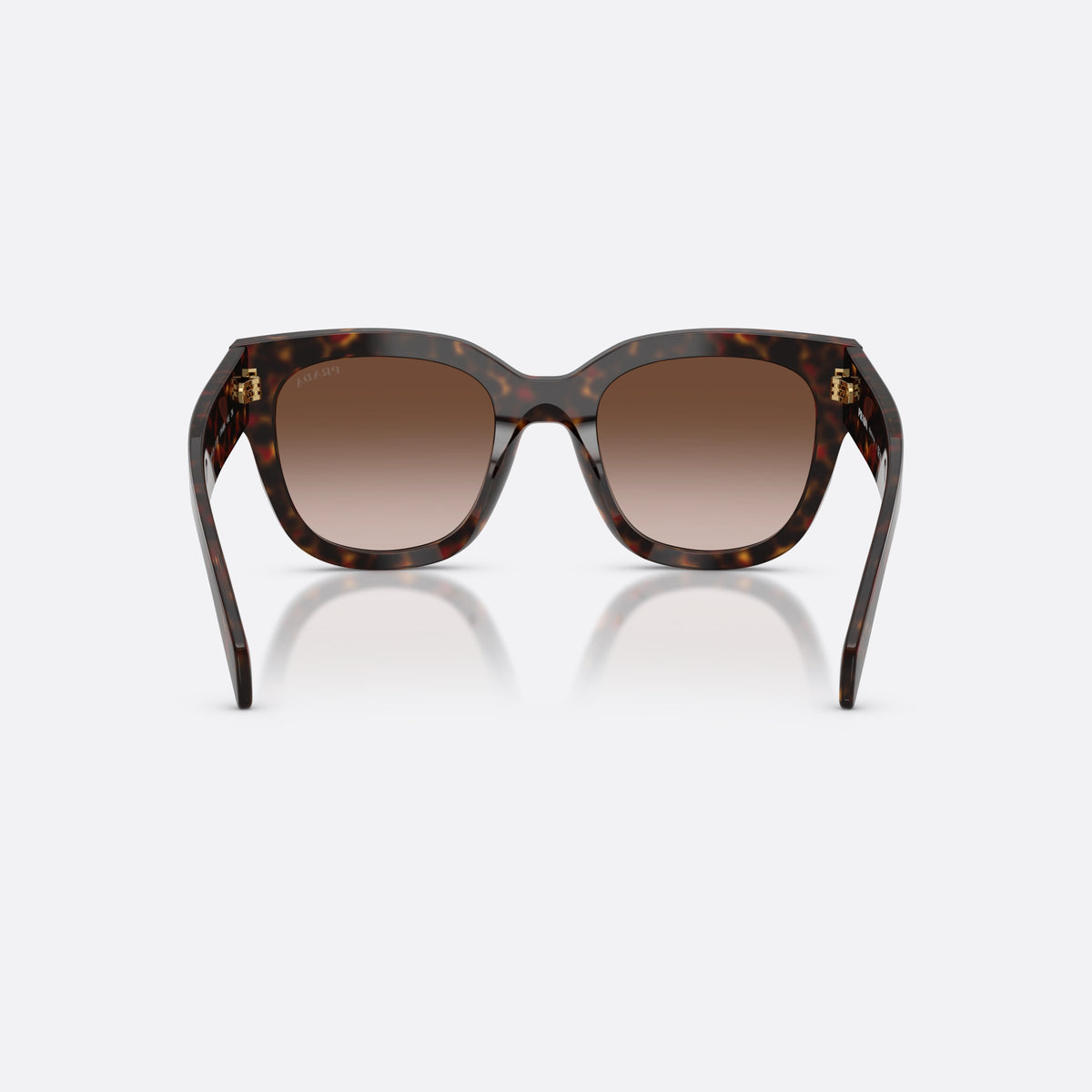 Prada PR C04S 17N80A sunglasses, havana square frame for women, plain integrated bridge, brand lettering on temples, back view