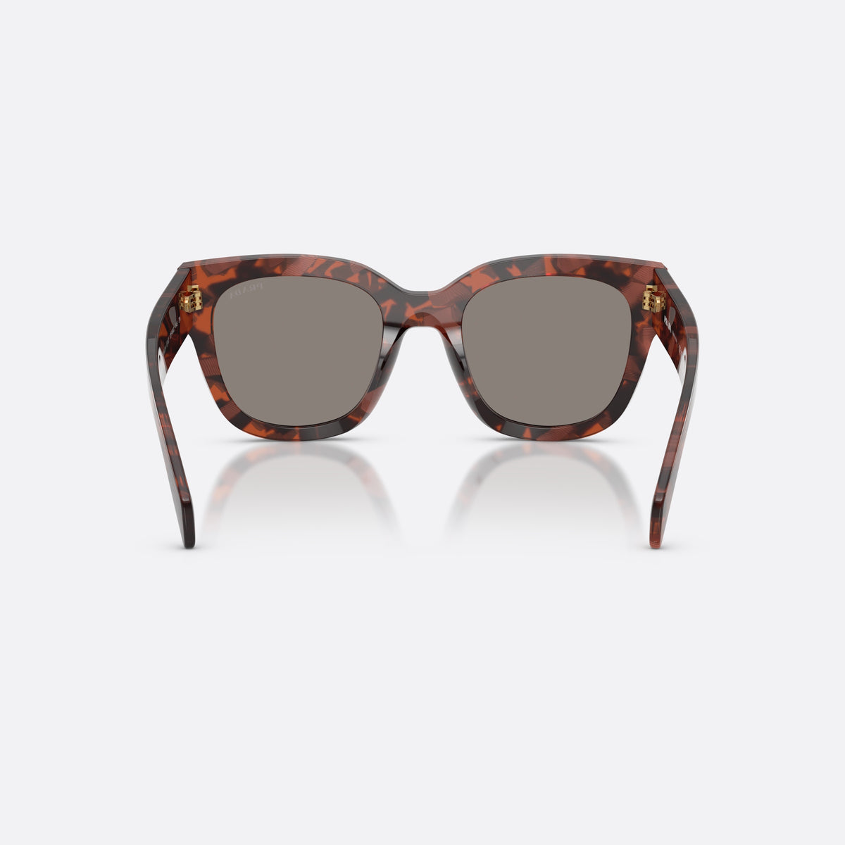 Prada PR C04S 23F80Q sunglasses, havana square frame for women, plain bridge, integrated into frame, full rim frame, back view