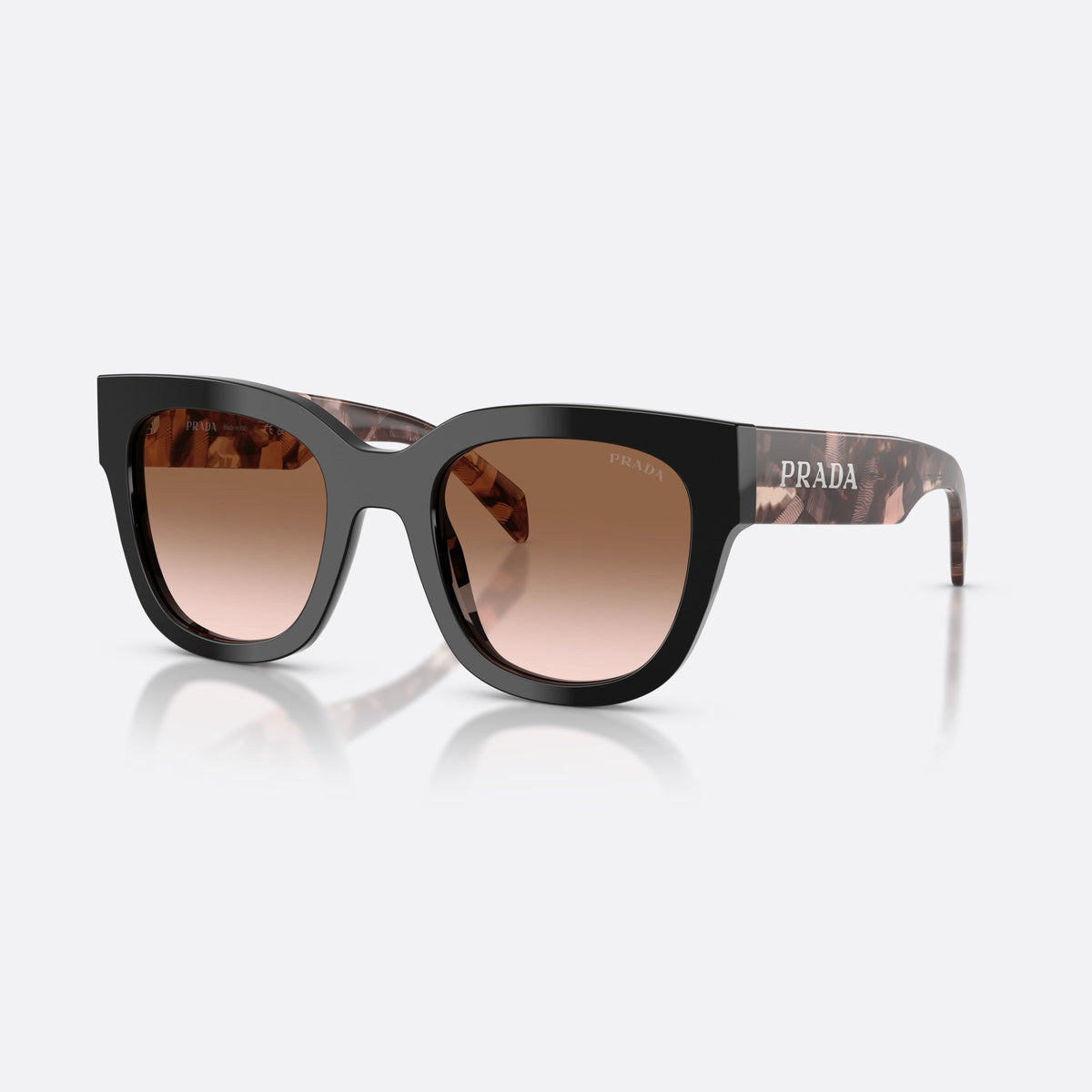 Ochelari de soare Prada PR C04S 28F90P, patrati negru, pentru femei, punte simplă, literele brandului pe brațe, ramă completă
