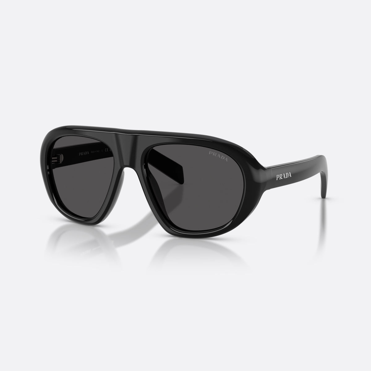 Ochelari de soare Prada PR C05S 16K08Z, neregulat negru, pentru femei, punte dublă simplă, literele brandului pe brațe