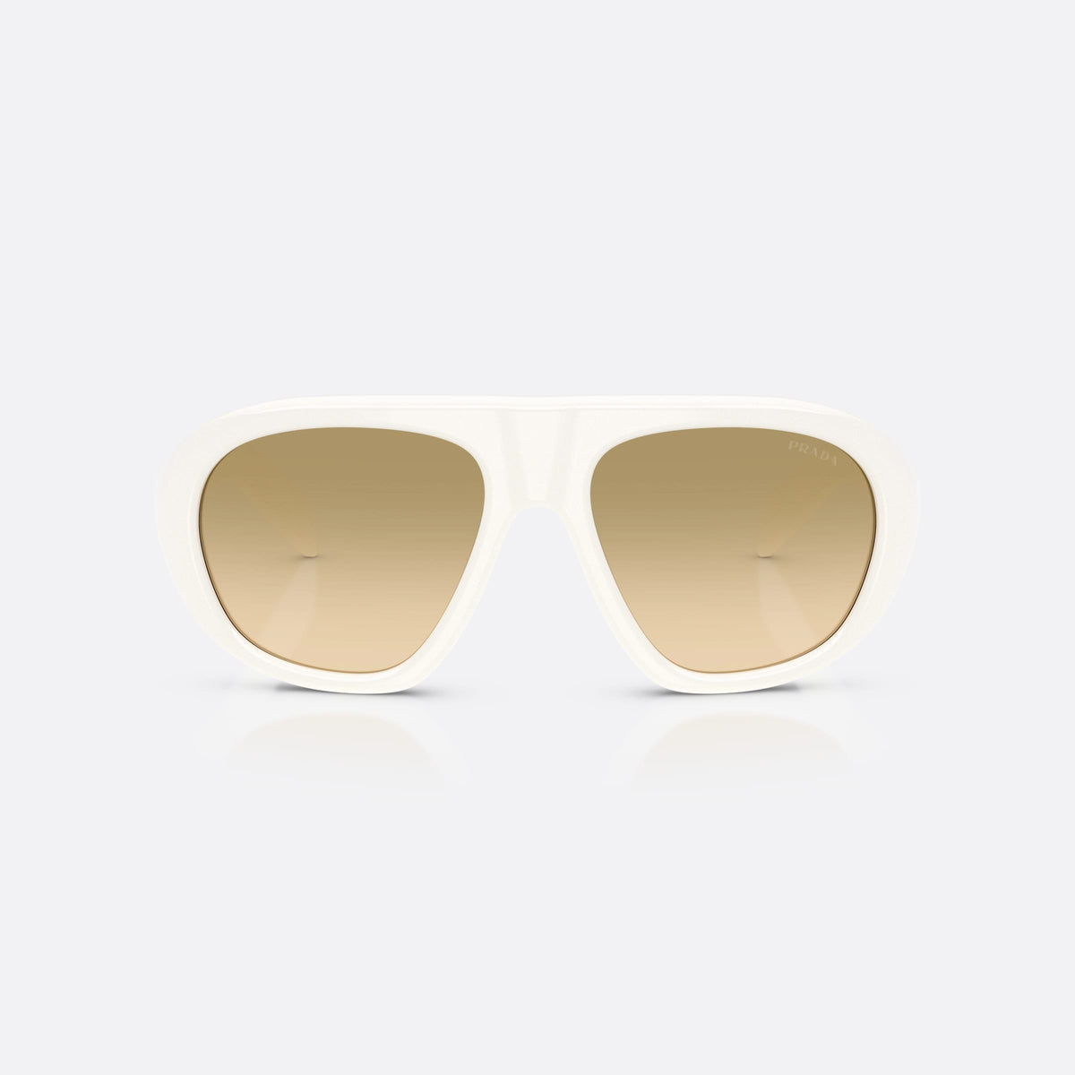 Ochelari de soare Prada PR C05S 17K20S, neregulat alb, pentru femei, punte dublă simplă, literele brandului pe brațe, vedere din față