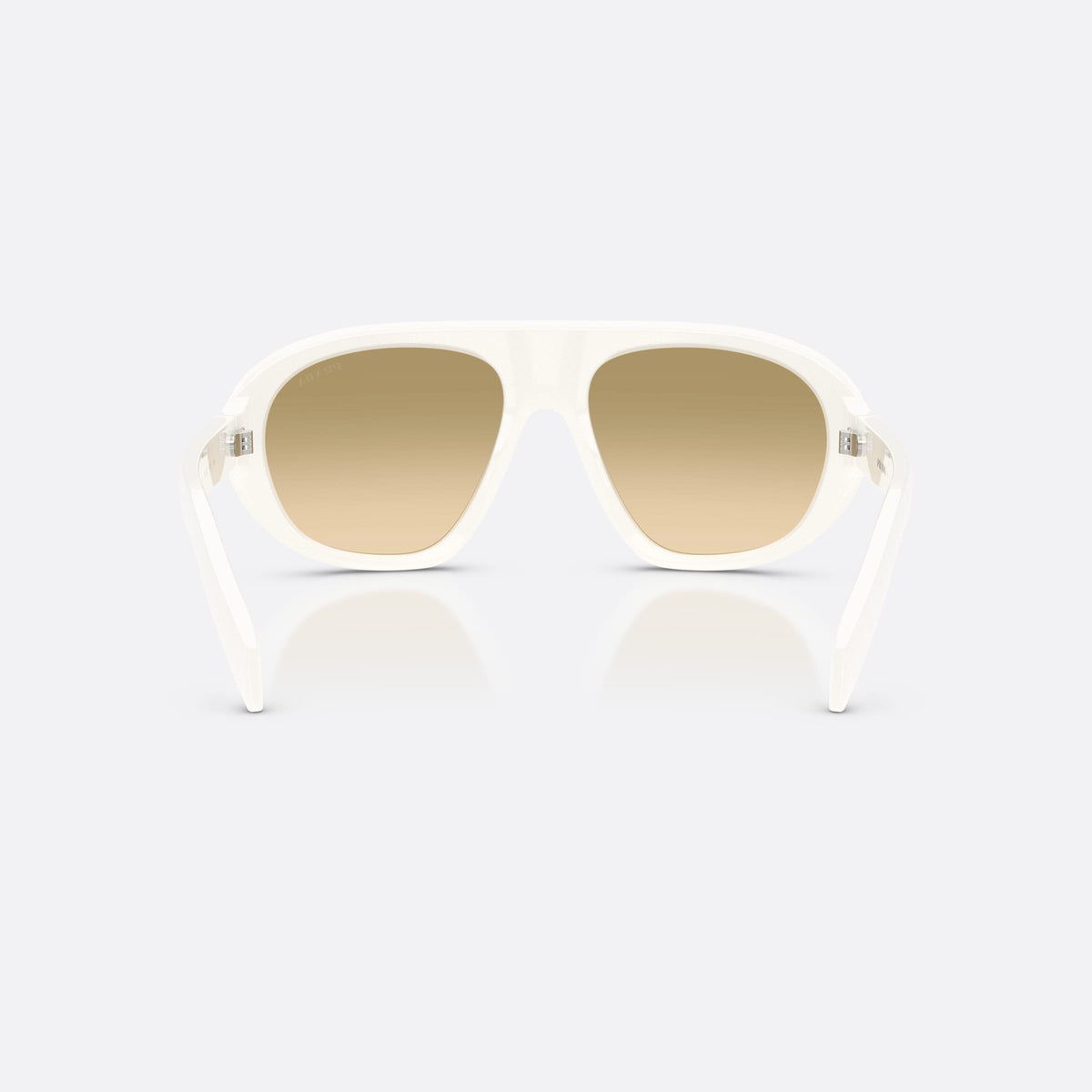 Ochelari de soare Prada PR C05S 17K20S, neregulat alb, pentru femei, punte dublă simplă, literele brandului pe brațe, vedere din spate