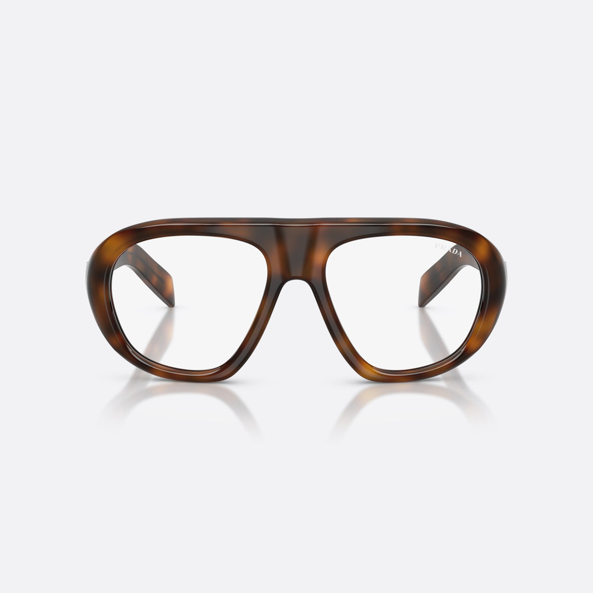 Prada PR C05S 20D08N sunglasses, havana irregular frame for women, saddle bridge with thick profile, full-rim frame, front view