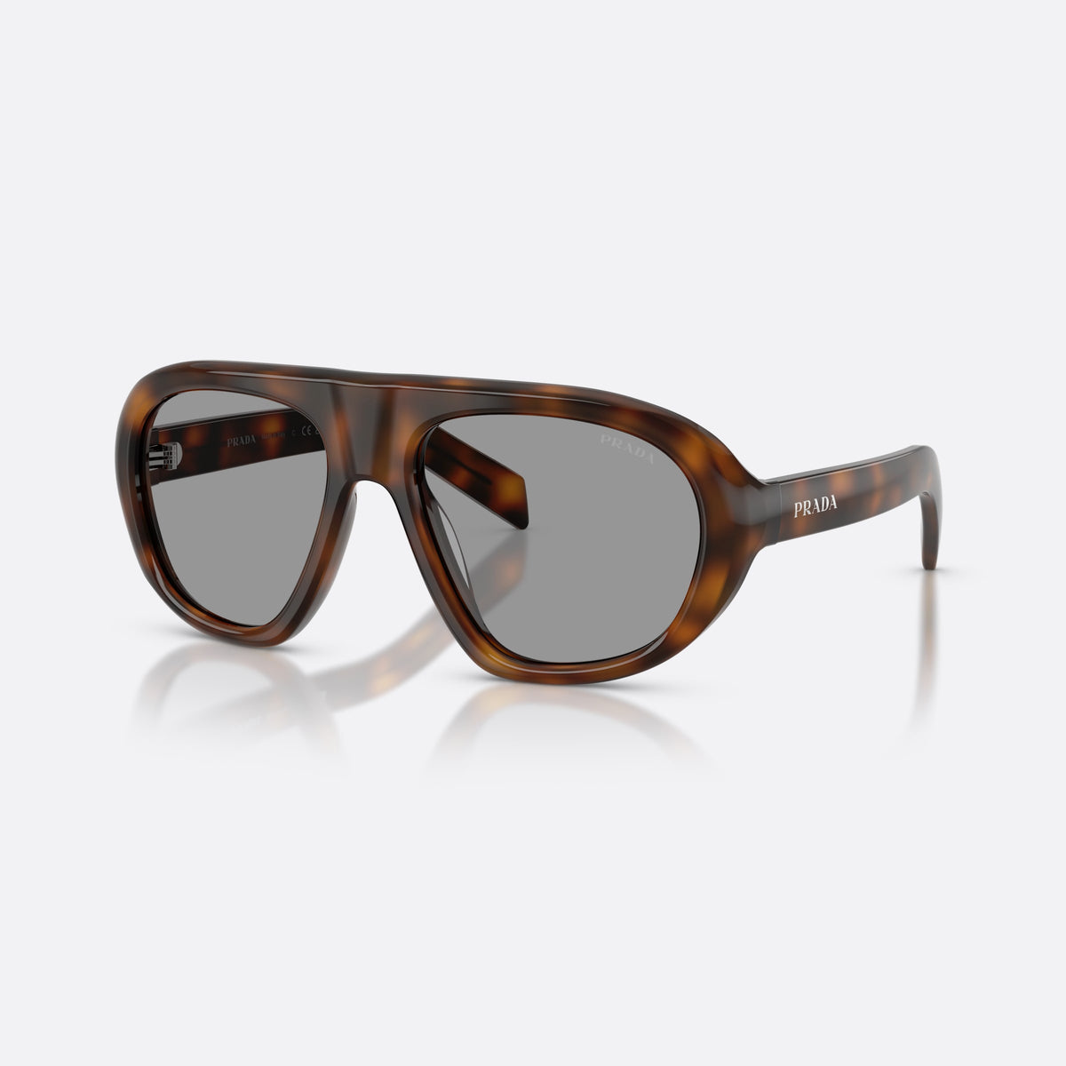 Ochelari de soare Prada PR C05S 20D50Q, neregulat havana, pentru femei, punte dublă simplă, logo al brandului pe braț, ramă completă