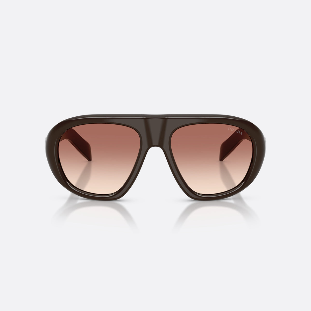 Ochelari de soare Prada PR C05S 27I70X, neregulat maro, pentru femei, punte integrată simplă, literele brandului pe brațe, vedere din față