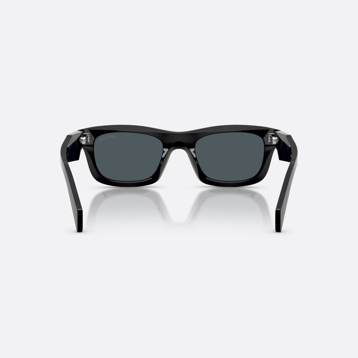 Ochelari de soare Prada PR C06S 16K70B, pillow negru, pentru femei, punte simplă, literele brandului pe brațe, ramă completă, vedere din spate
