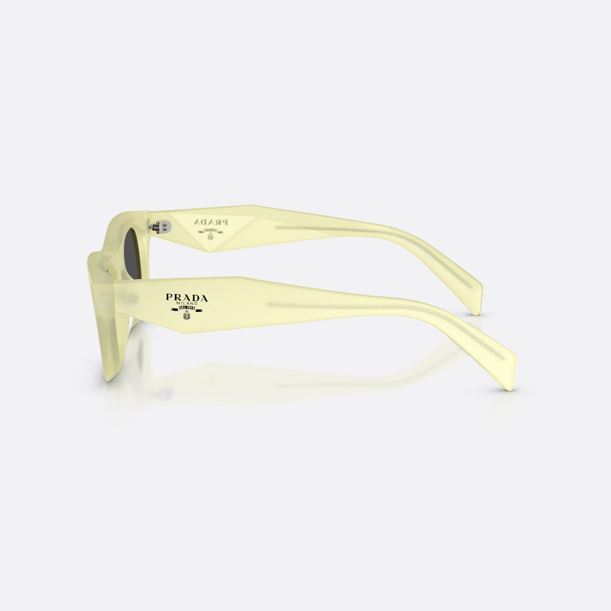 Ochelari de soare Prada PR C06S 21G08Z, pillow galben, pentru femei, punte simplă, literele brandului pe brațe, ramă completă, vedere laterală