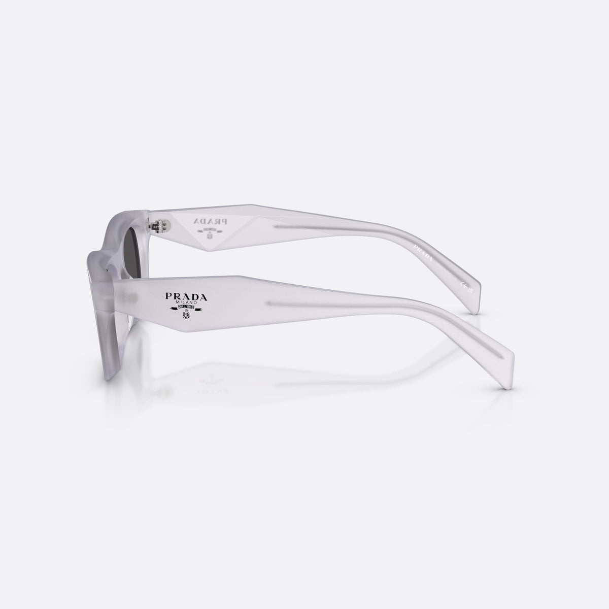 Ochelari de soare Prada PR C06S 22G08Z, pillow transparent, pentru femei, punte simplă, litere ale brandului pe braț, vedere laterală
