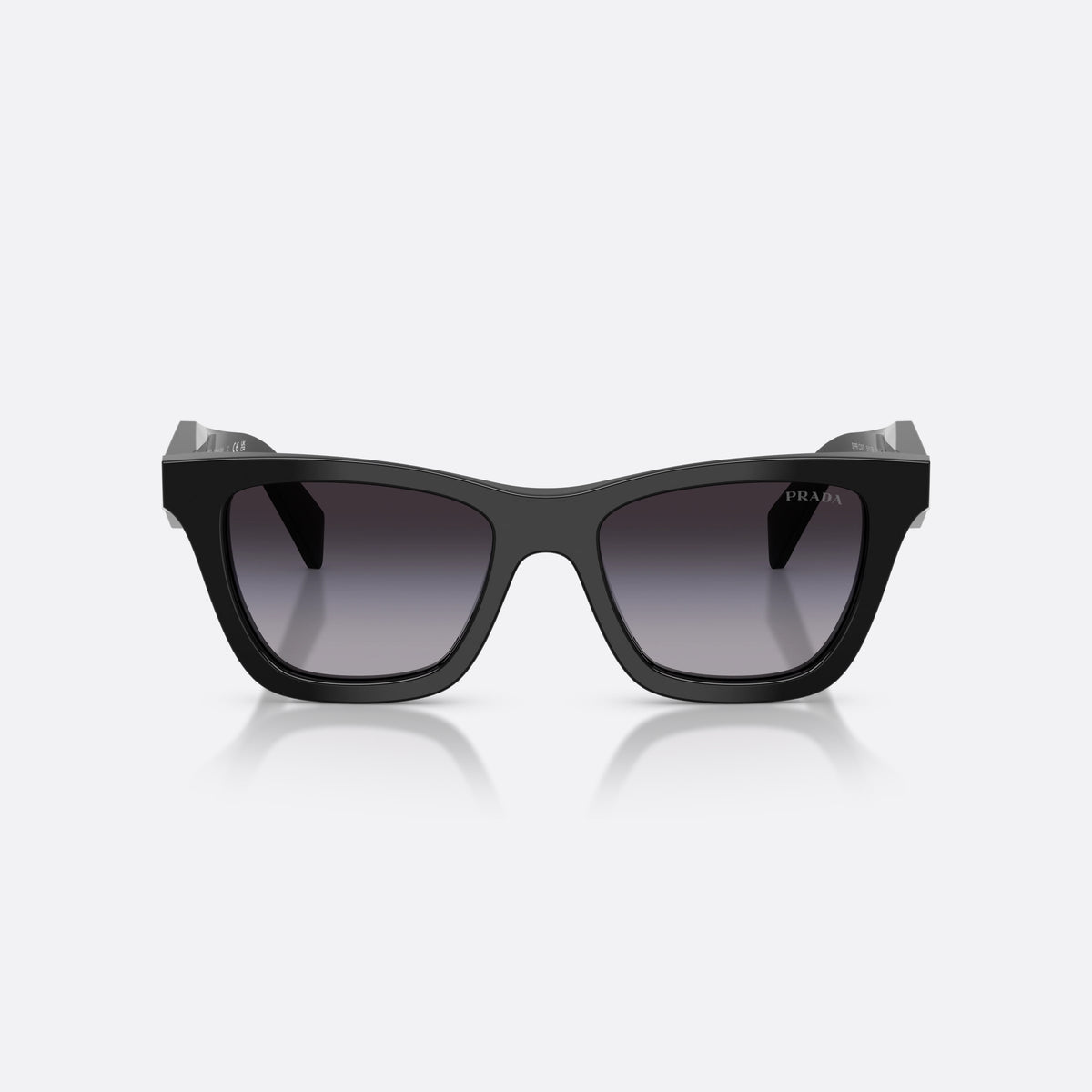 Ochelari de soare Prada PR C07S 16K90A, fluture negru, pentru femei, punte simplă, logo-ul brandului pe brațe, brațe late, conice, vedere din față