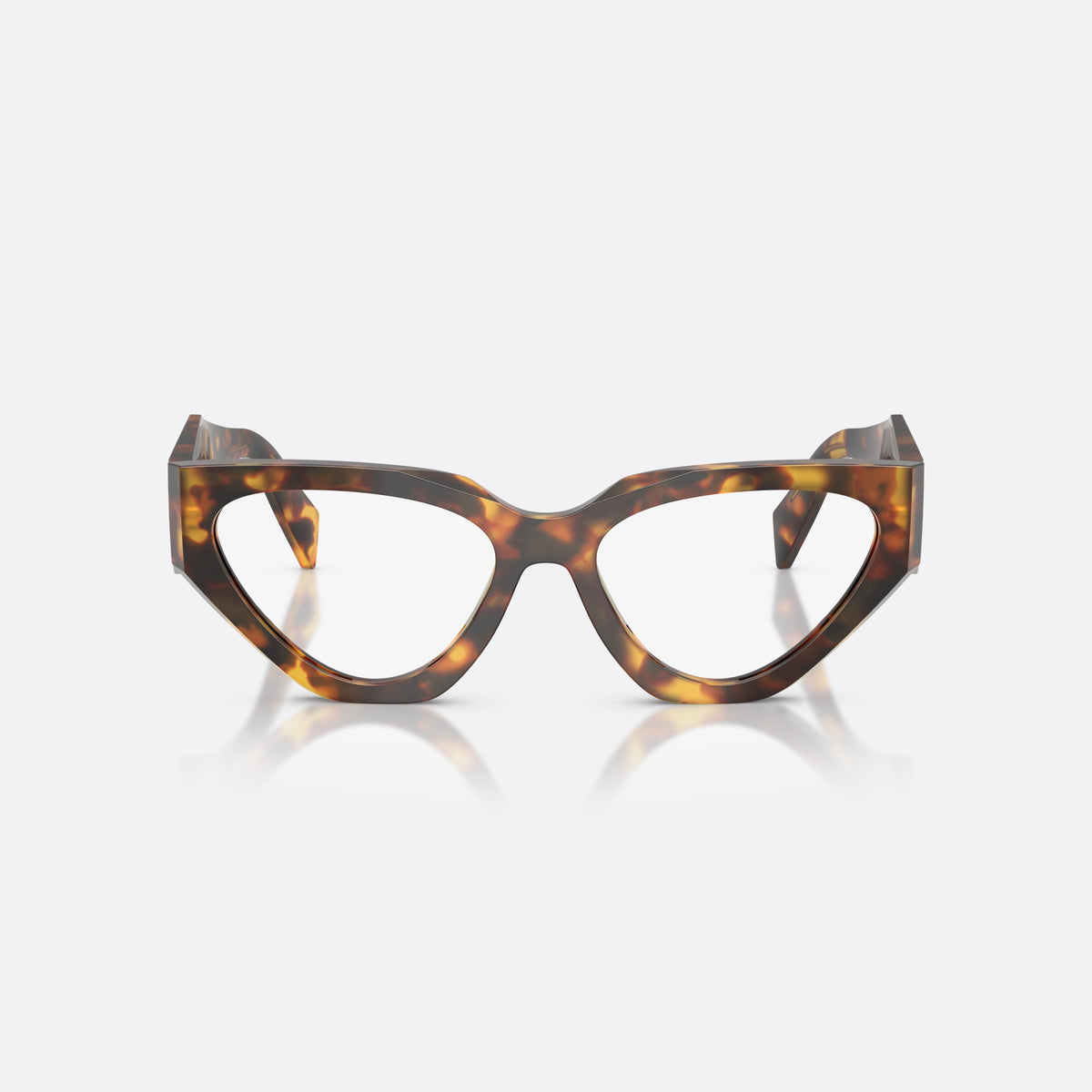 Rame ochelari de vedere Prada PR C07V 14L1O1, neregulat havana, pentru femei, punte simplă, literele brandului pe brațe, ramă completă, vedere din față