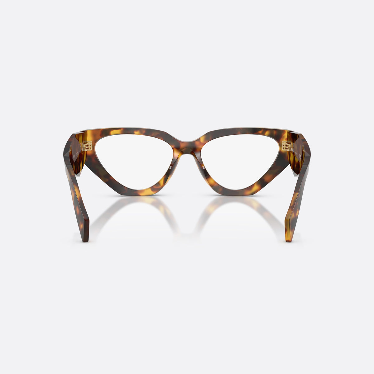 Rame ochelari de vedere Prada PR C07V 14L1O1, neregulat havana, pentru femei, punte simplă, literele brandului pe brațe, ramă completă, vedere din spate