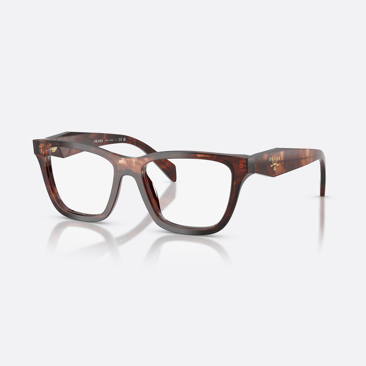 Rame ochelari de vedere Prada PR C10V 14P1O1, fluture havana, pentru femei, punte simplă din acetat, literele brandului pe brațe