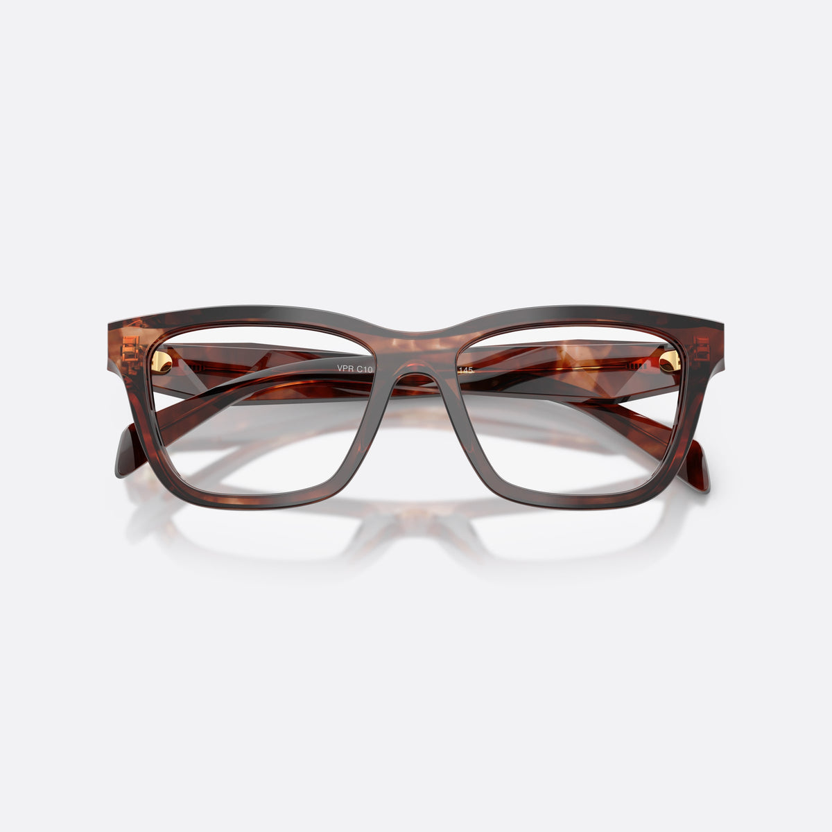 Rame ochelari de vedere Prada PR C10V 14P1O1, fluture havana, pentru femei, punte simplă din acetat, literele brandului pe brațe, cu brațele pliate