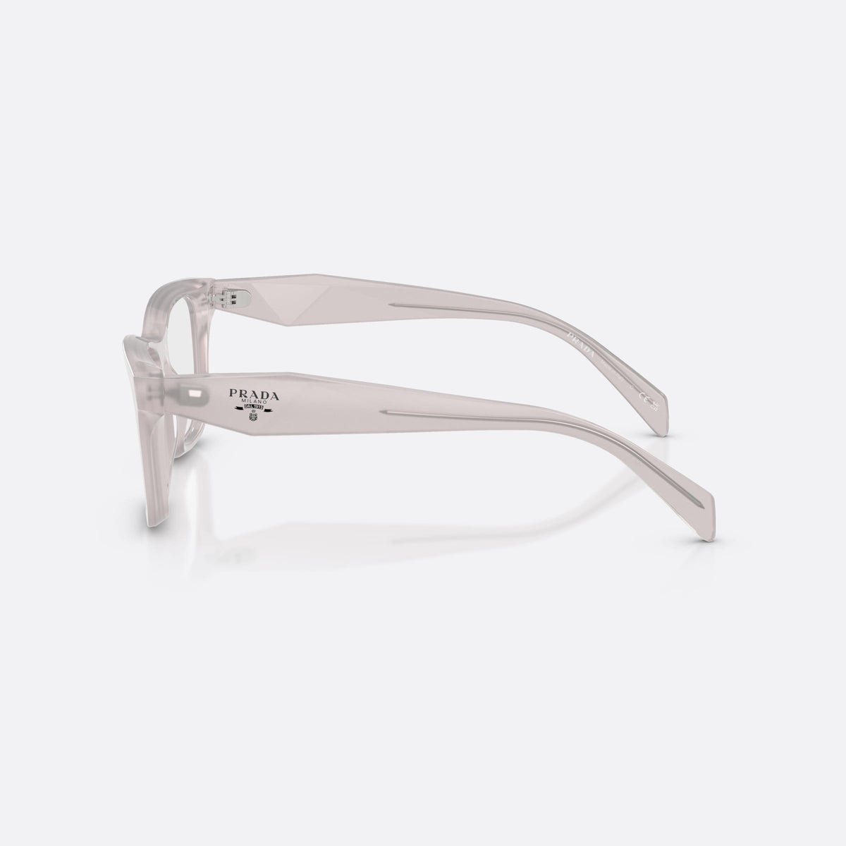 Rame ochelari de vedere Prada PR C10V 29G1O1, fluture maro, pentru femei, punte simplă, integrată în ramă, ramă completă, vedere laterală